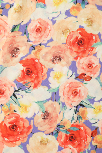 EU Stock-Donna Orange Floral Tea Dress
