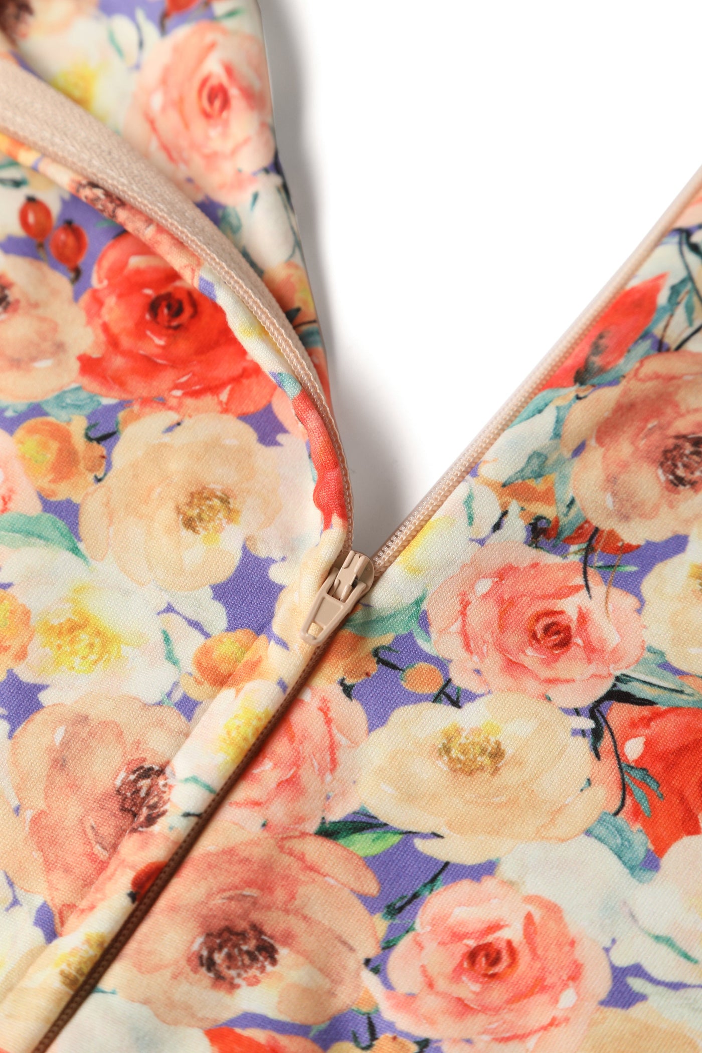 EU Stock-Donna Orange Floral Tea Dress