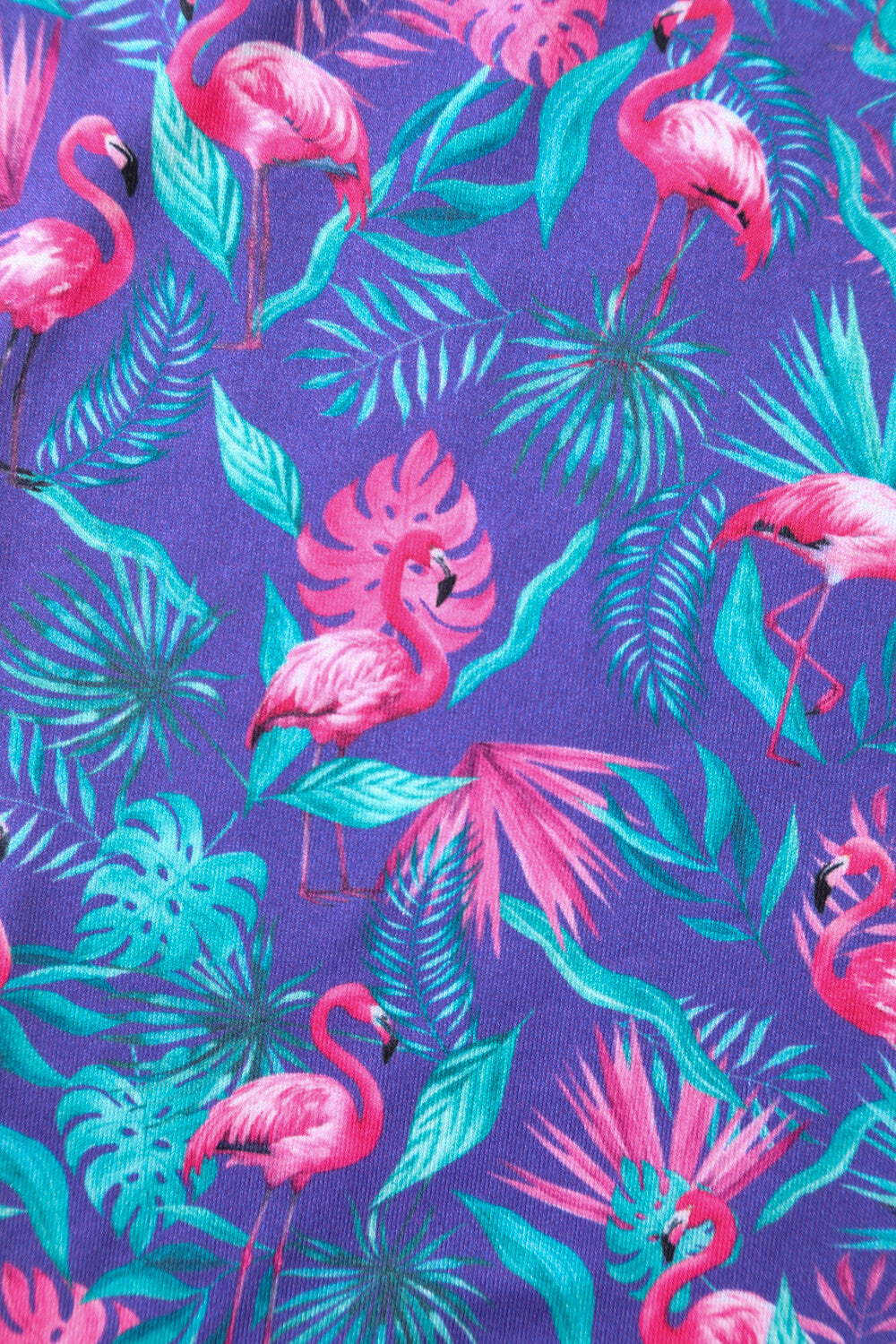 PRE-ORDER Donna Cross Over Bust Flared Dress in Purple Flamingo Print