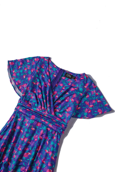 Donna Flamingo Purple Crossover Bust Dress