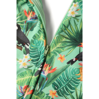 Donna Petal Sleeved Dress in Tropical Green and Toucan Print