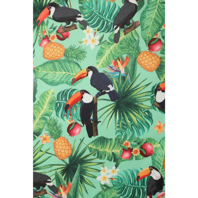 Donna Petal Sleeved Dress in Tropical Green and Toucan Print