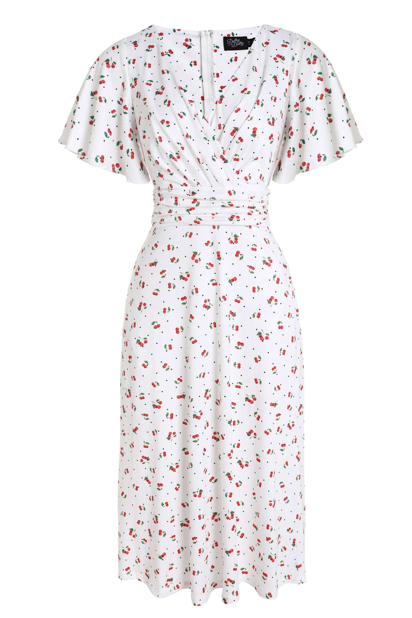 Donna Cherry White Crossover Bust Dress
