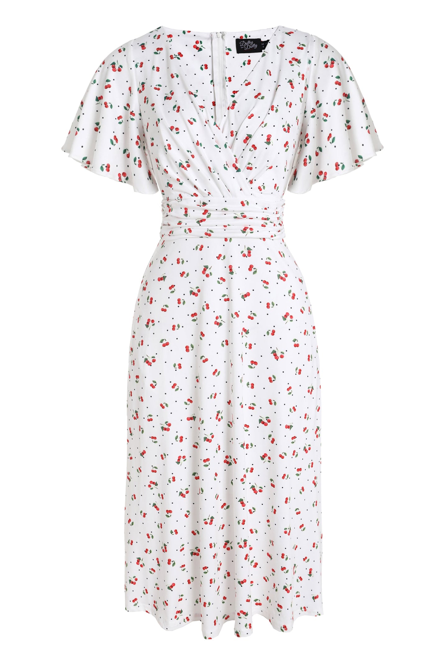 EU STOCK Donna Cherry White Crossover Bust Dress