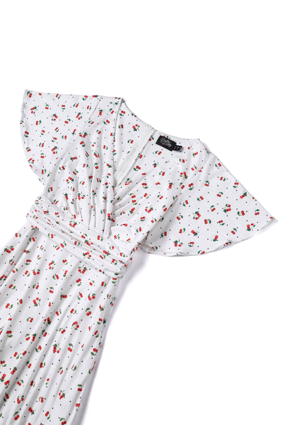 Donna Cherry White Crossover Bust Dress