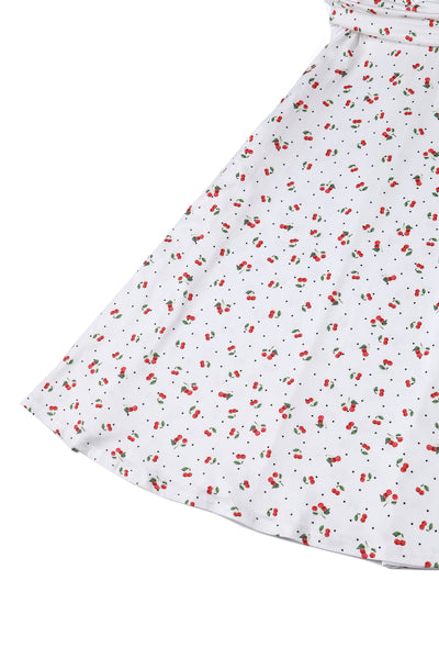 EU STOCK Donna Cherry White Crossover Bust Dress