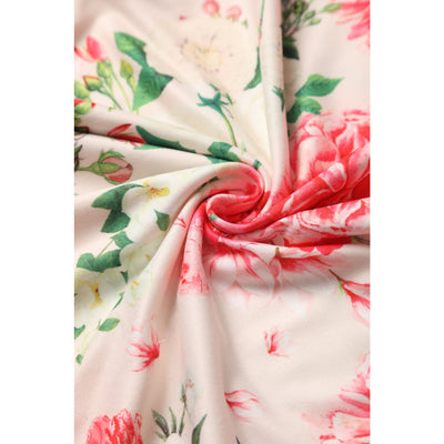 EU Stock-Donna Petal Sleeved Dress in Light Pink and Floral Print