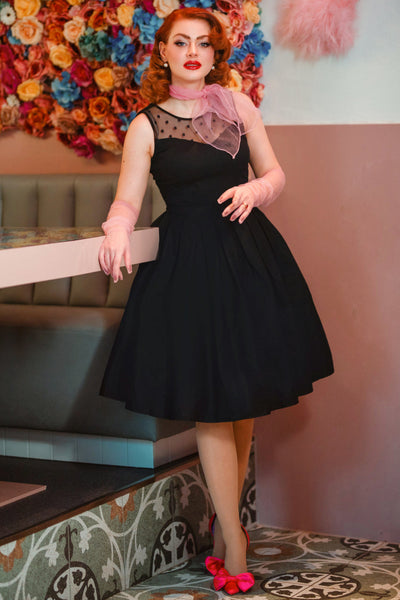 EU STOCK Elizabeth Vintage Inspired Swing Dress in Black