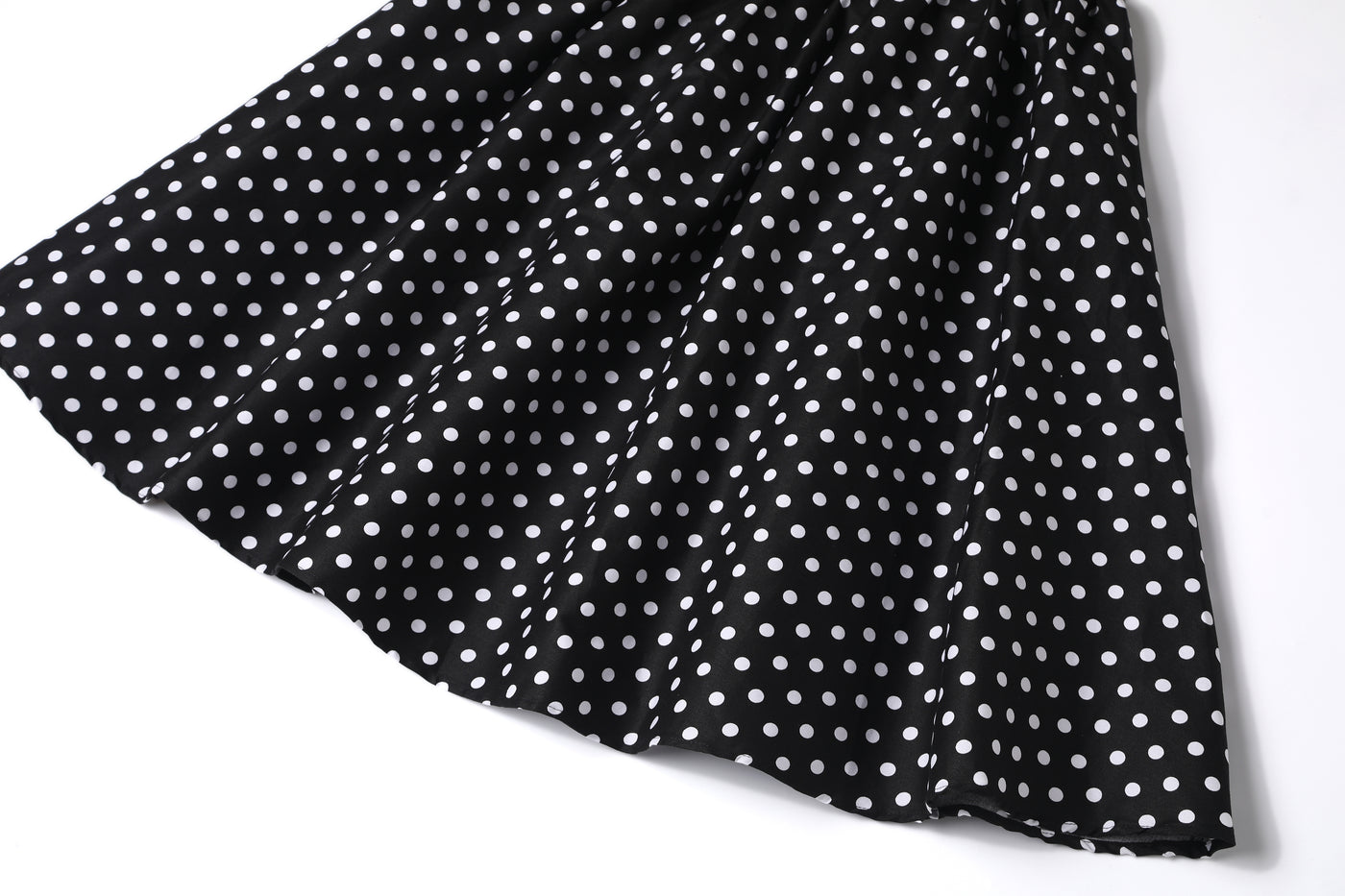 May V-neck 50s Style Swing Dress in Black Polka Dot