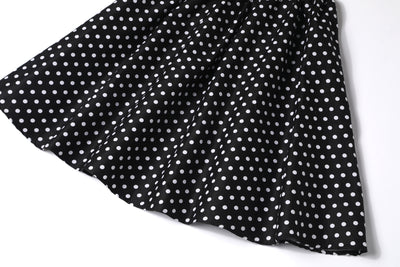 May V-neck 50s Style Swing Dress in Black Polka Dot