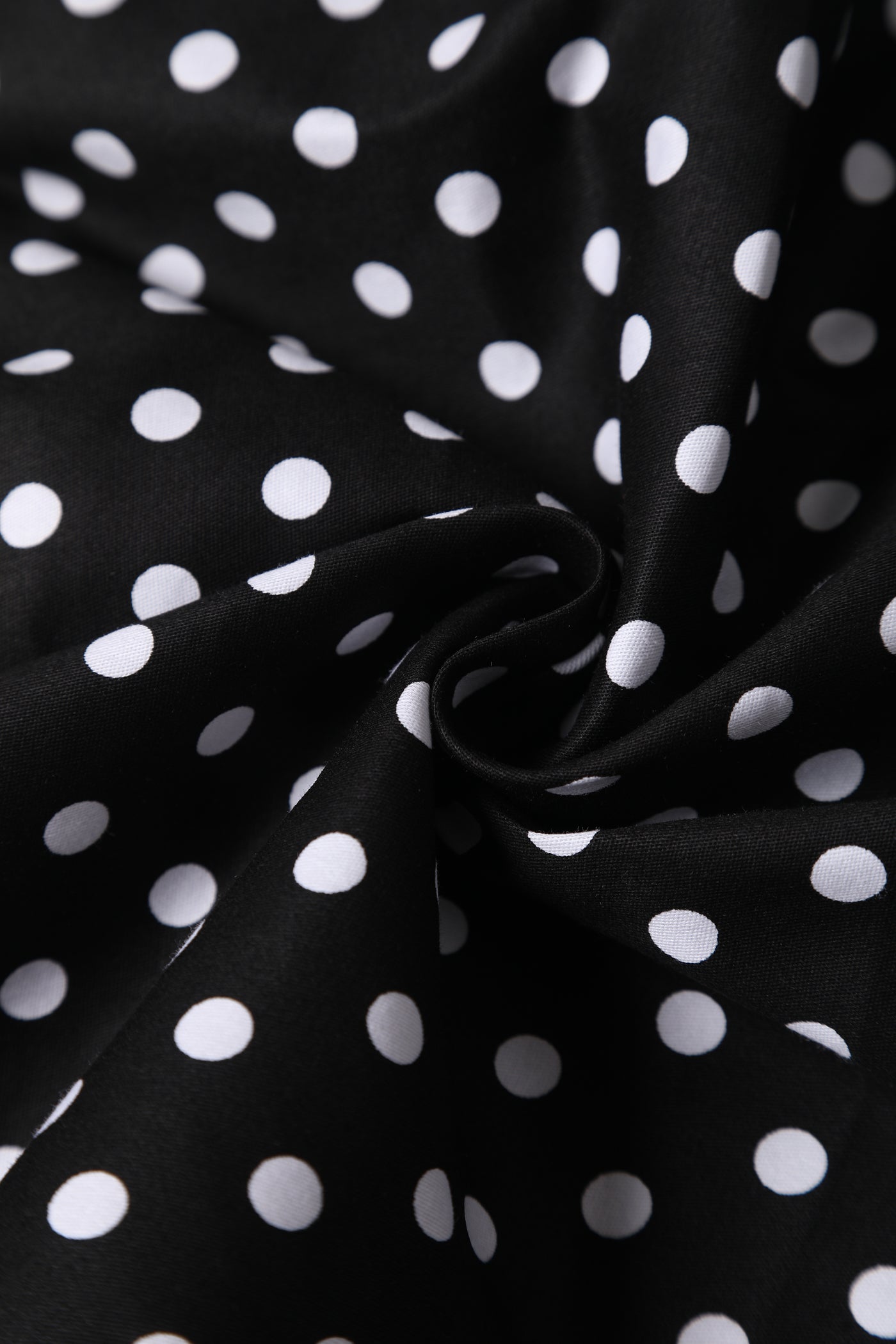 May V-neck 50s Style Swing Dress in Black Polka Dot