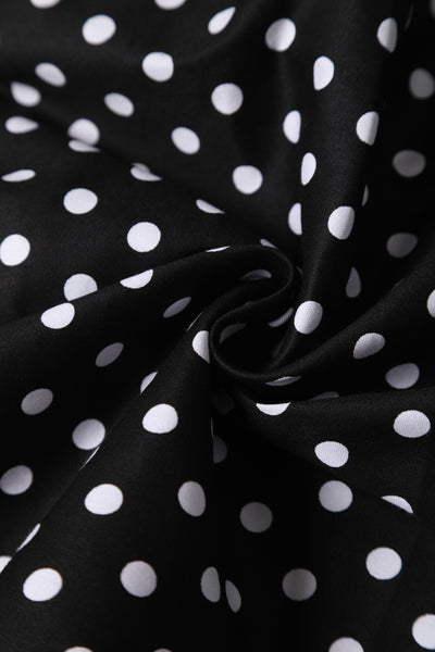 May V-neck 50s Style Swing Dress in Black Polka Dot