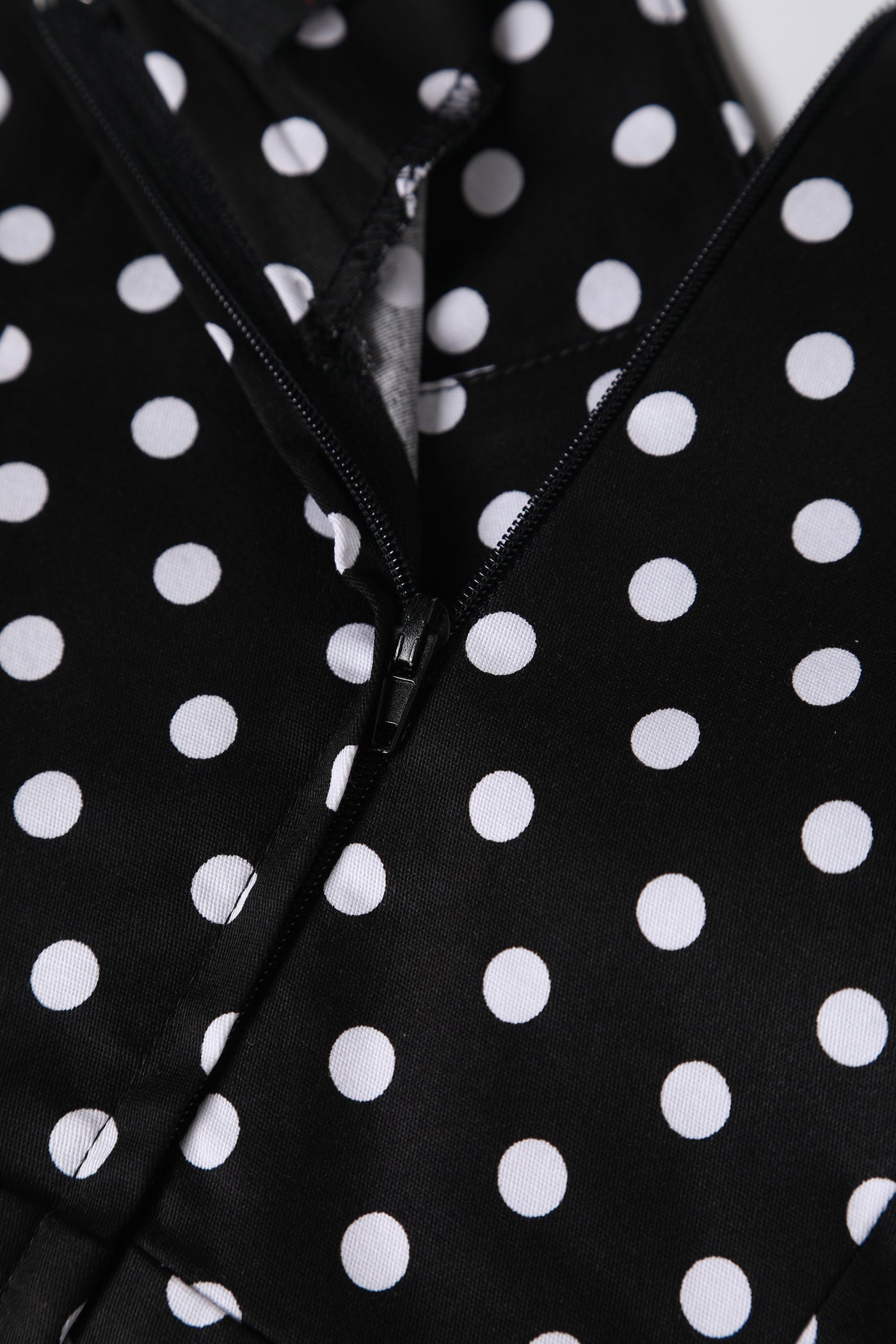May V-neck 50s Style Swing Dress in Black Polka Dot