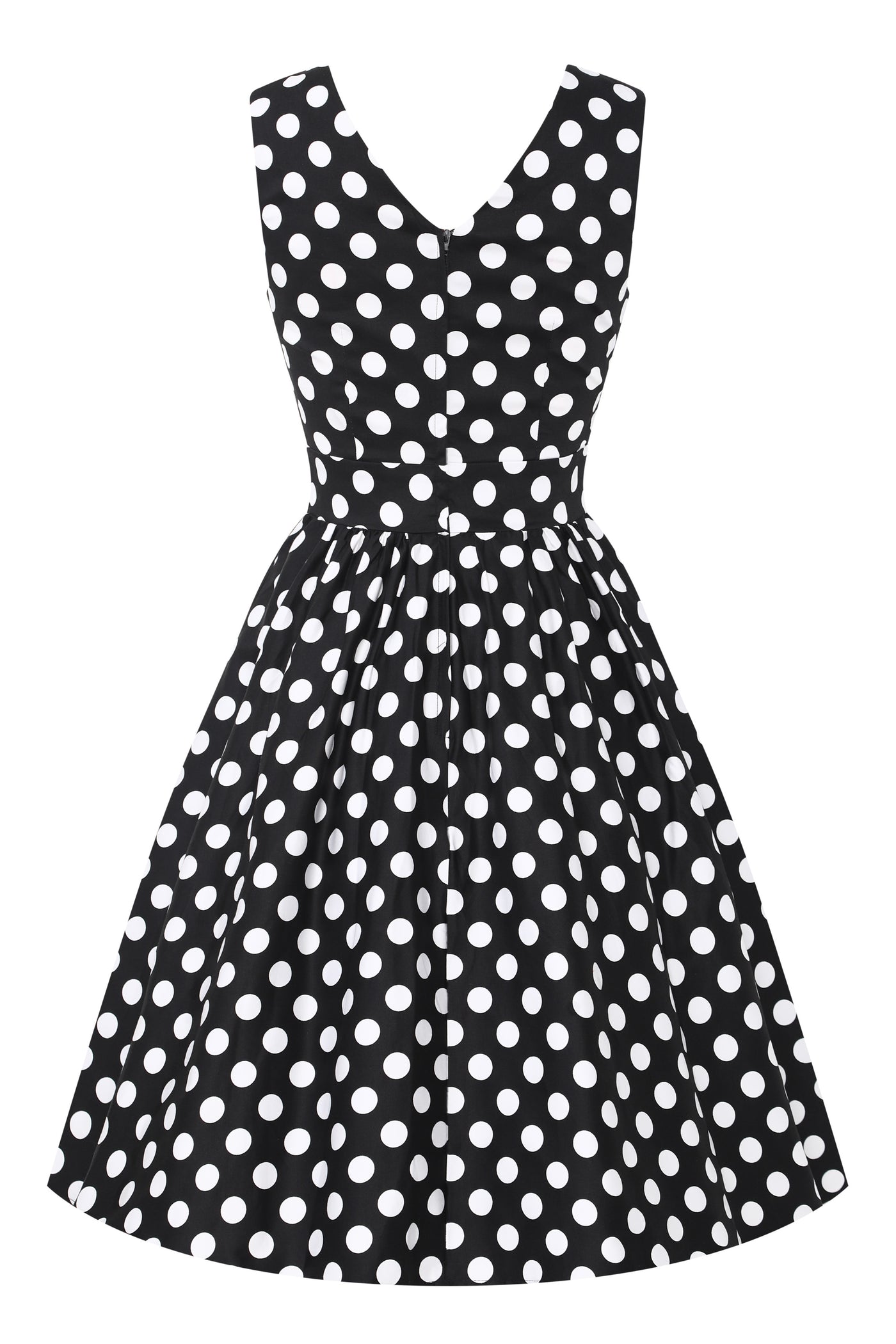 PRE ORDER May V-neck 50s Style Spot Dress in Black-White