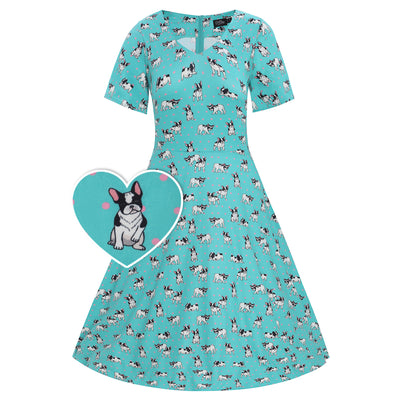 Patricia V-Neckline Green Frenchie Short Sleeved Dress