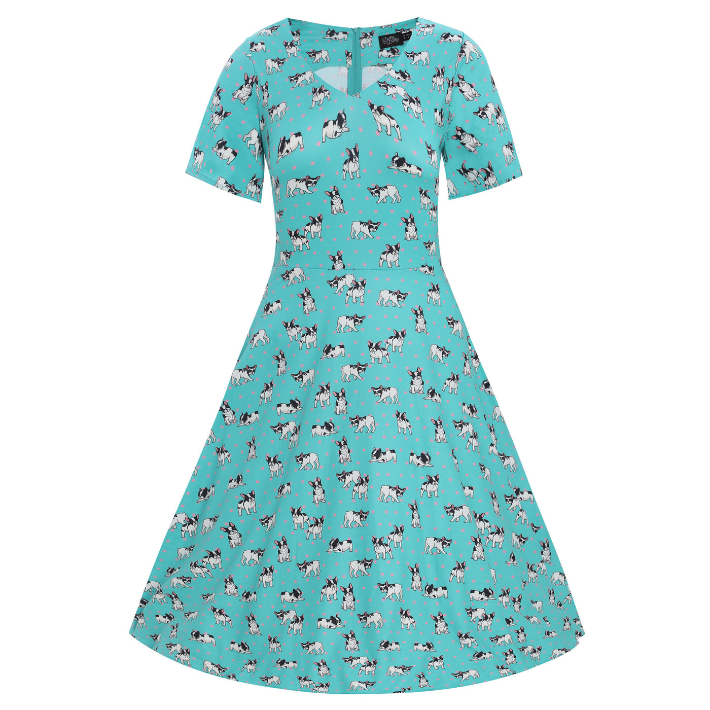 Patricia V-Neckline Green Frenchie Short Sleeved Dress