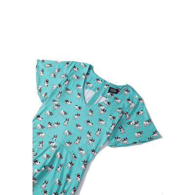 Patricia V-Neckline Green Frenchie Short Sleeved Dress