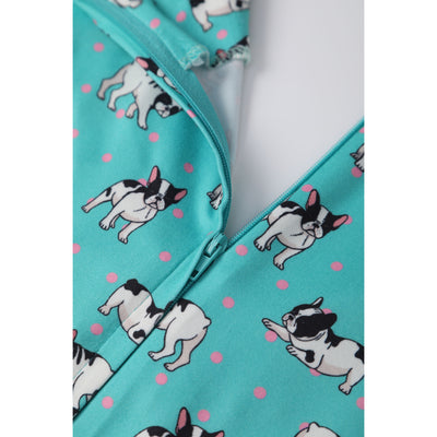 Patricia V-Neckline Green Frenchie Short Sleeved Dress