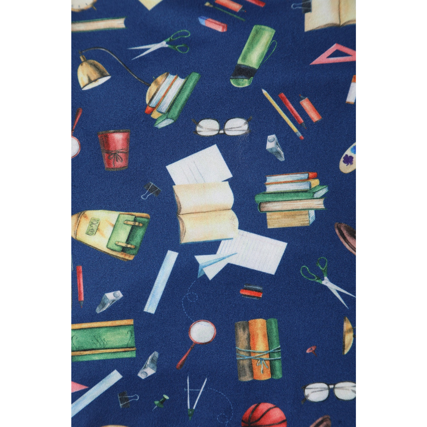 Patricia V-Neckline Blue Dress In School Supplies Print