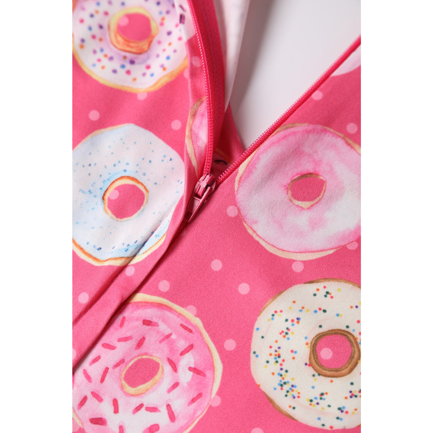 Patricia V-Neckline Pink Dress in Donut Print