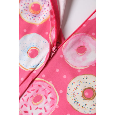 Patricia V-Neckline Pink Dress in Donut Print