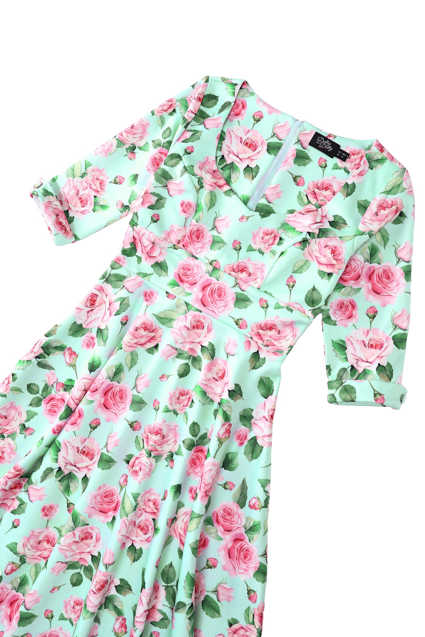 Scarlette Pink Rose Midi Dress In Baby Blue