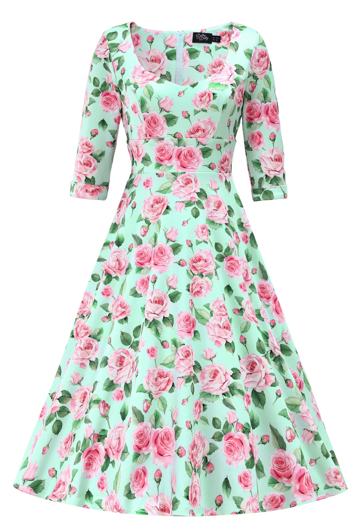 Scarlette Pink Rose Midi Dress In Baby Blue