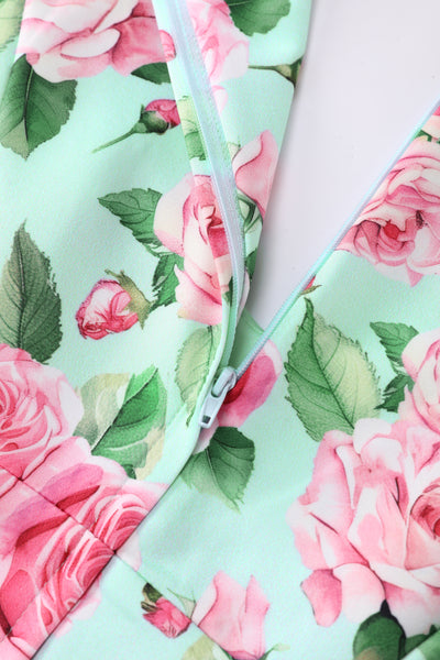 Scarlette Pink Rose Midi Dress In Baby Blue