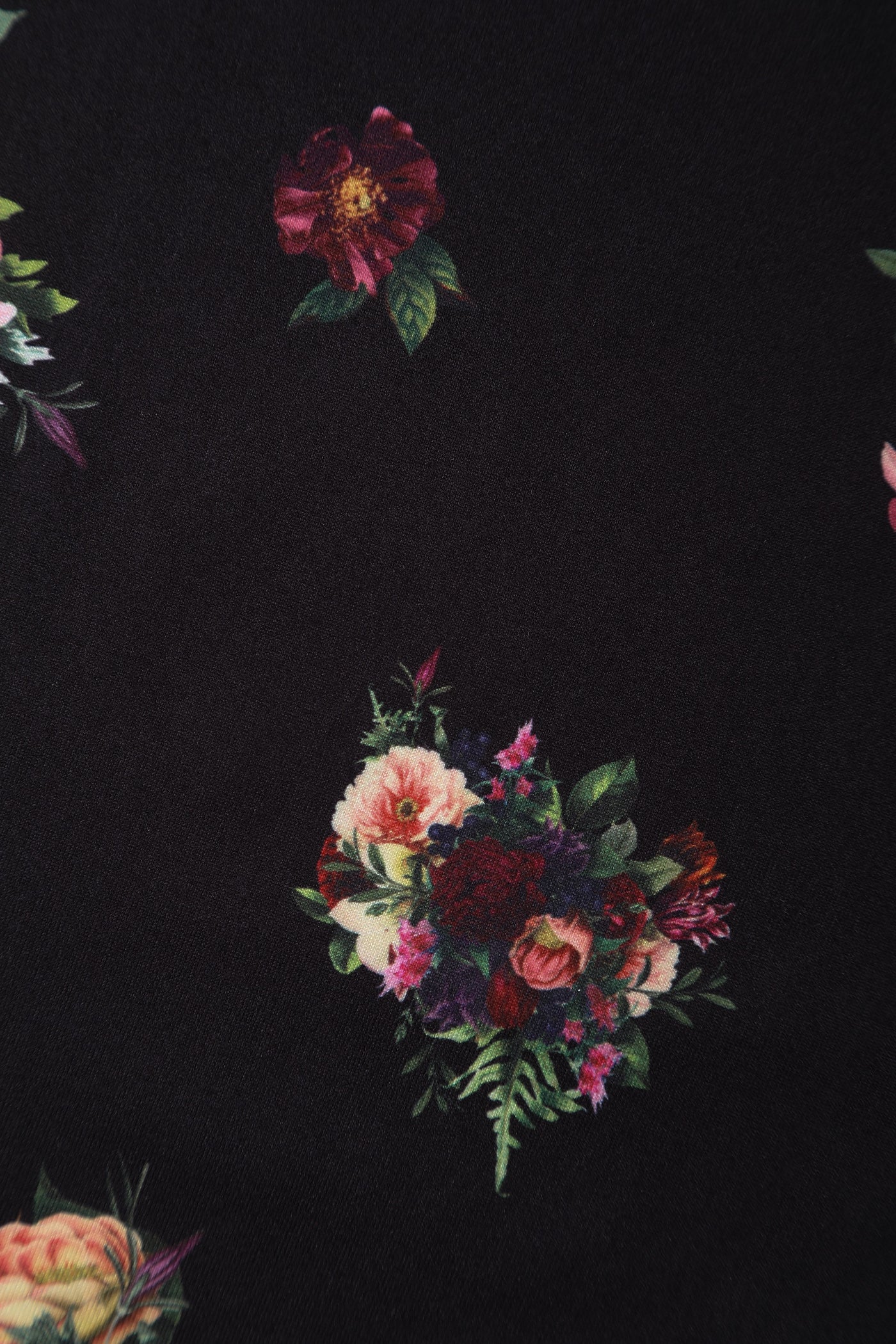 Scarlette Long-Sleeved Stretchy Dress in Black with Floral Print