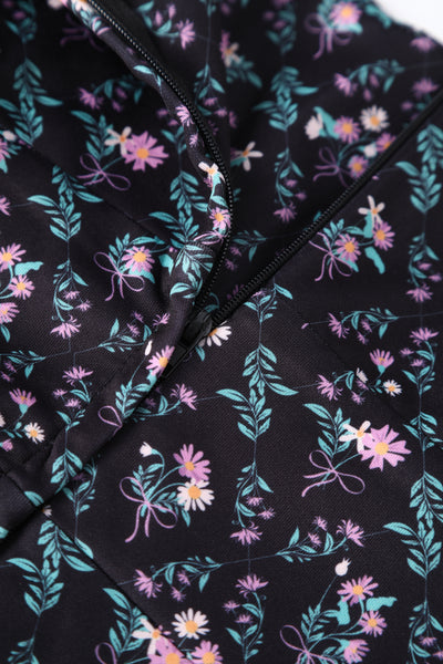 PRE ORDER Scarlette Black Floral Grid Midi Dress