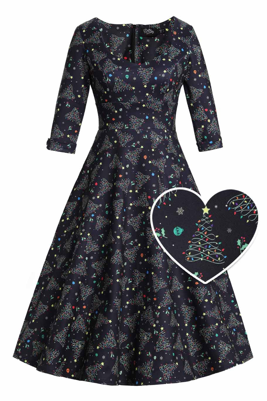 Scarlette Christmas Light Midi Dress In Black