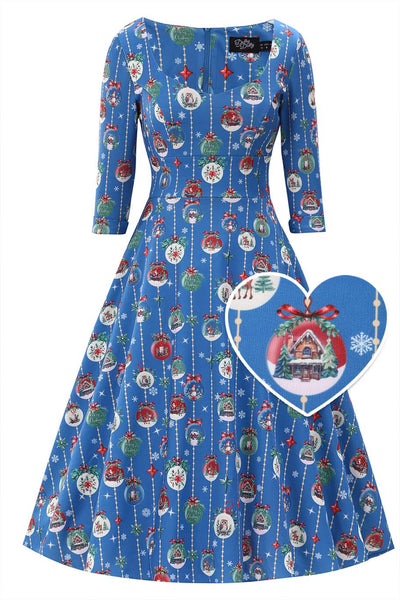 Scarlette Blue Bauble Christmas Swing Dress