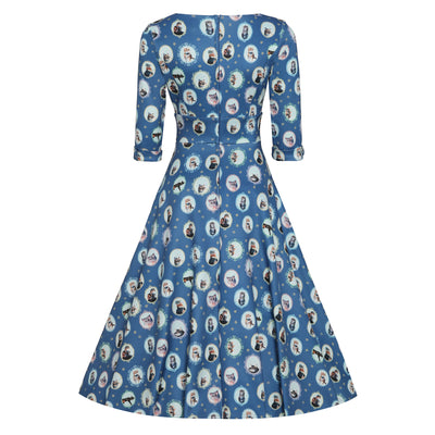 Scarlette Blue Cat in the Mirror Long-Sleeved Stretchy Dress