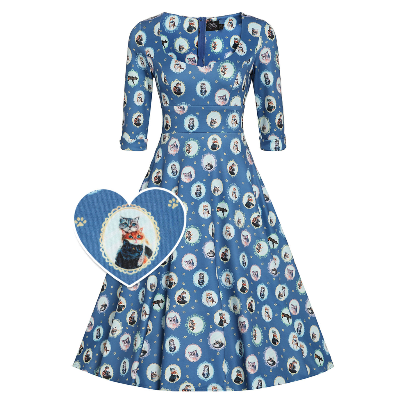 Scarlette Blue Cat in the Mirror Long-Sleeved Stretchy Dress