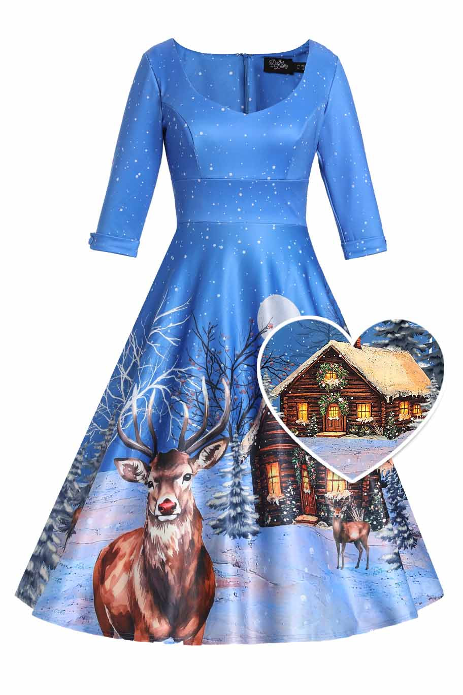 Scarlette Blue Reindeer Christmas Swing Dress
