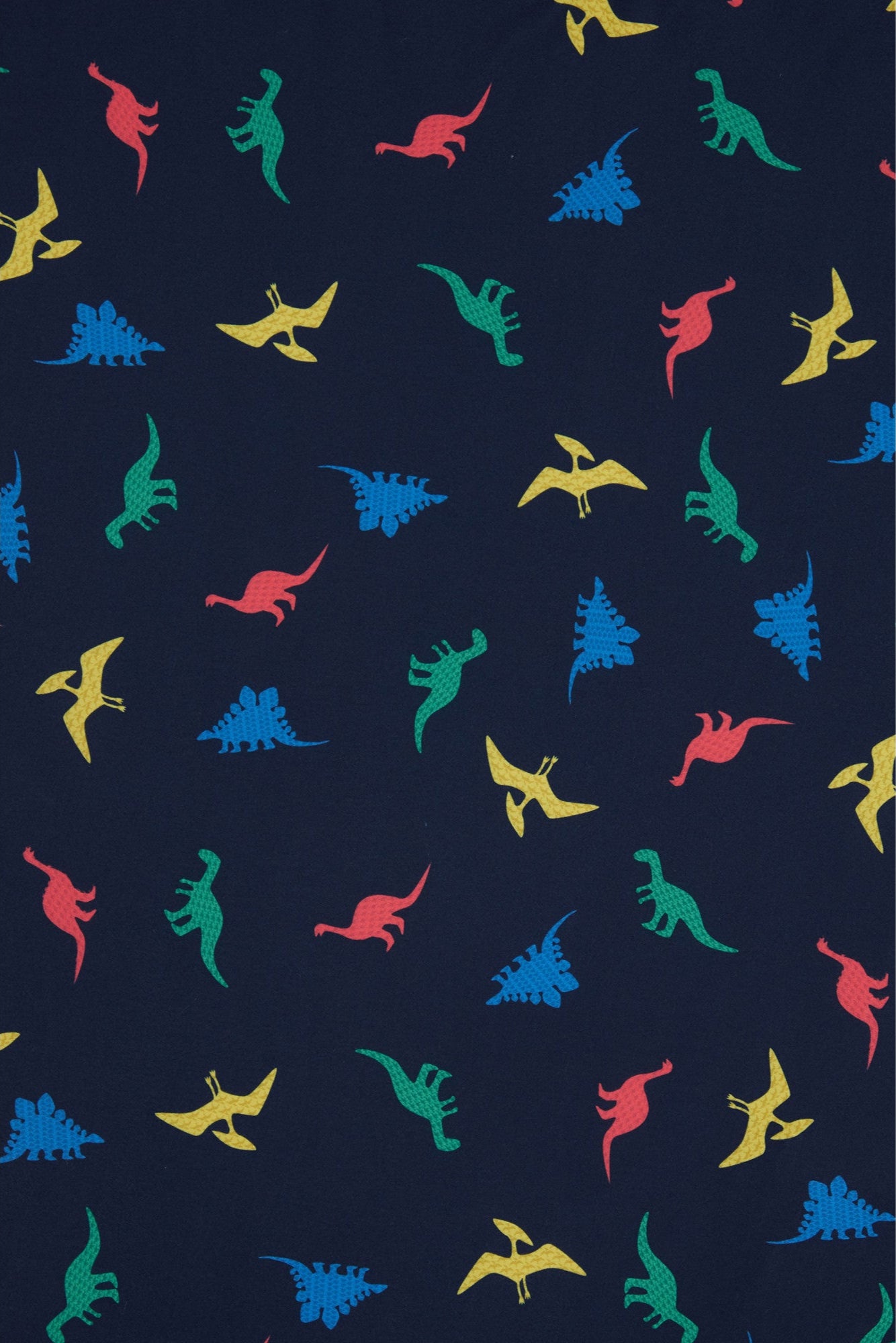 Scarlette Long-Sleeved Stretchy Dress in Navy and Colourful Dino Print