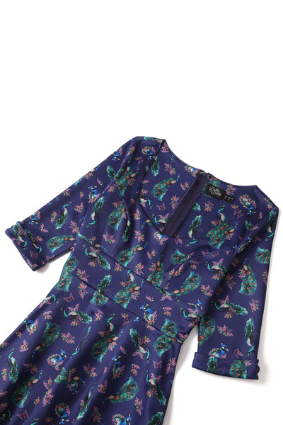 Scarlette Peacock in Purple Long-Sleeved Formal Dress