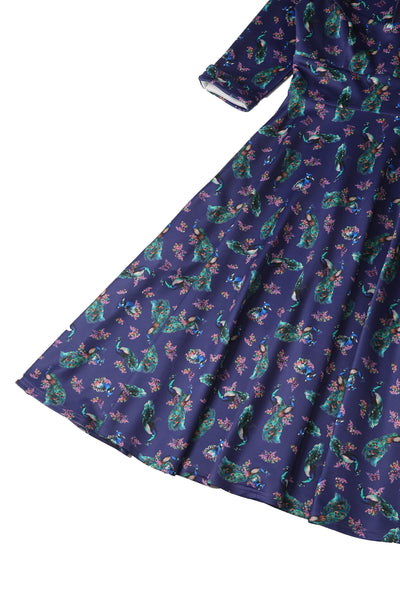 Scarlette Peacock in Purple Long-Sleeved Formal Dress