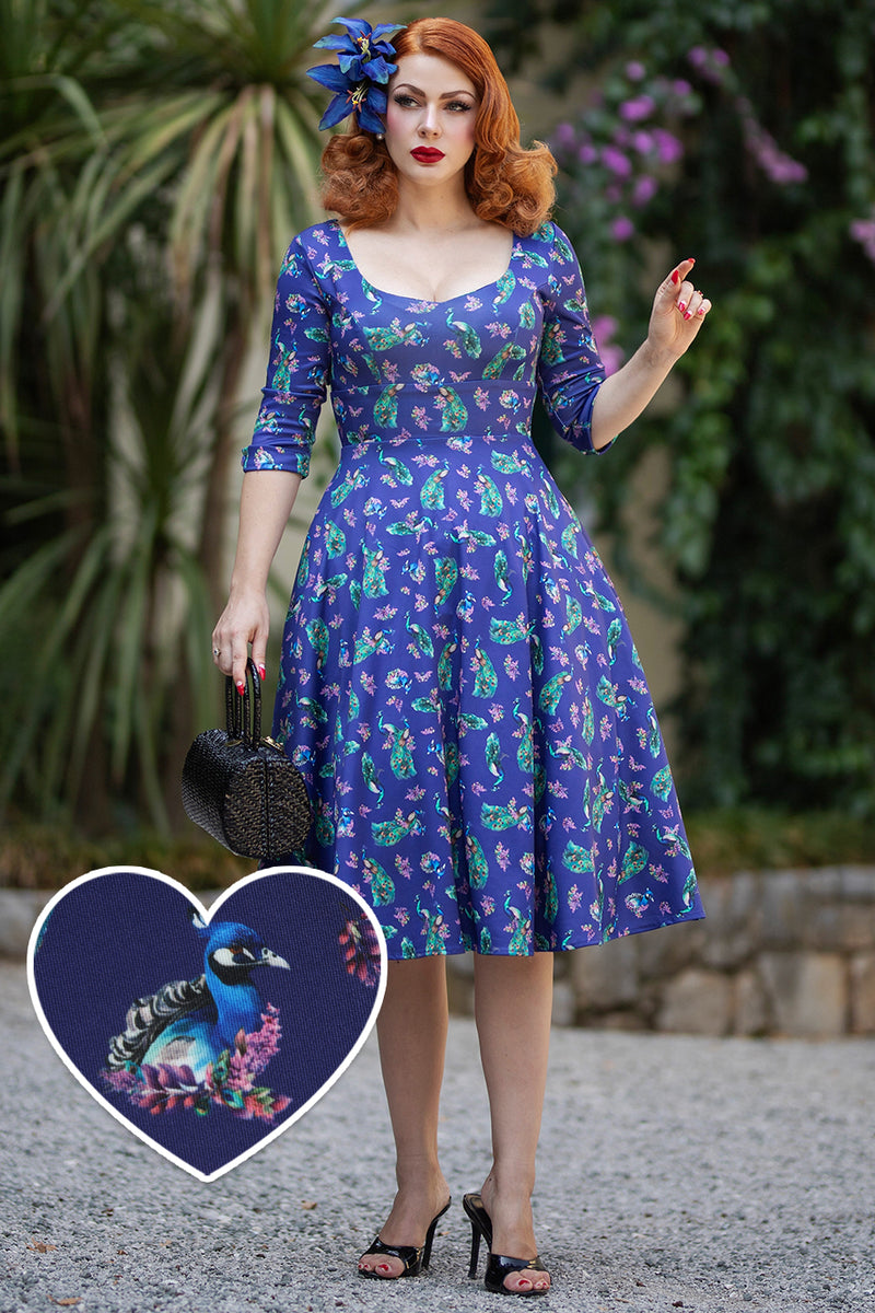 Scarlette Peacock in Purple Long-Sleeved Formal Dress