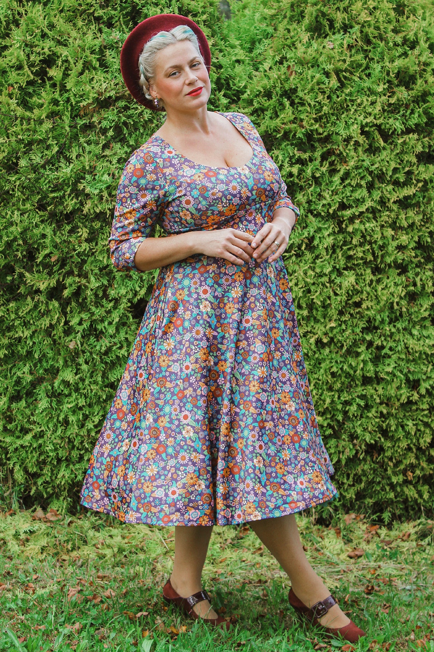 EU STOCK Scarlette Retro 70s Floral Garden Dress