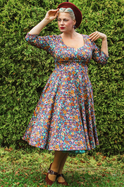 EU STOCK Scarlette Retro 70s Floral Garden Dress