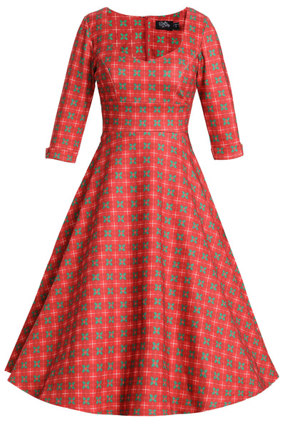 Scarlette Mistletoe Plaid Midi Dress