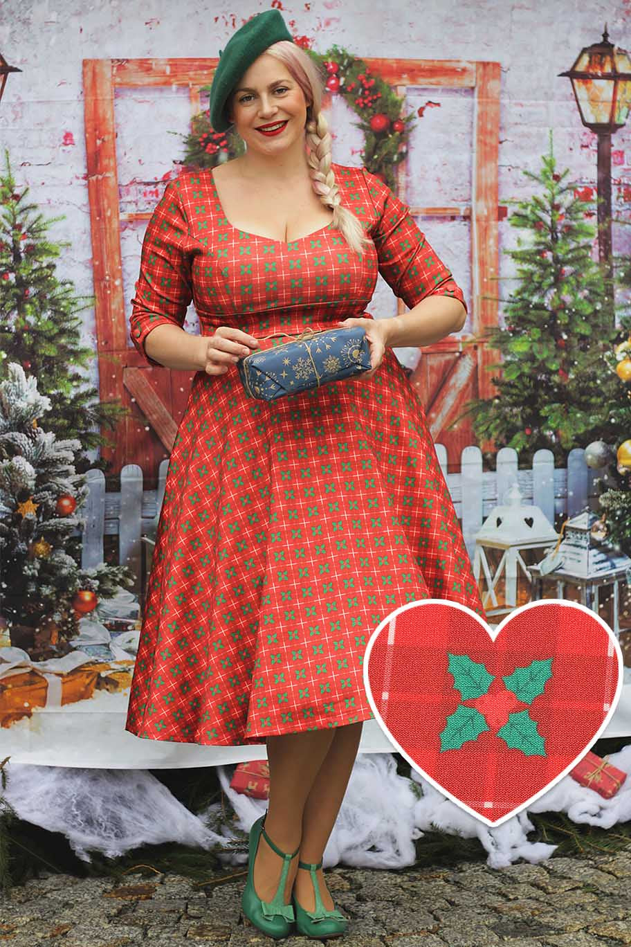 Scarlette Mistletoe Plaid Midi Dress