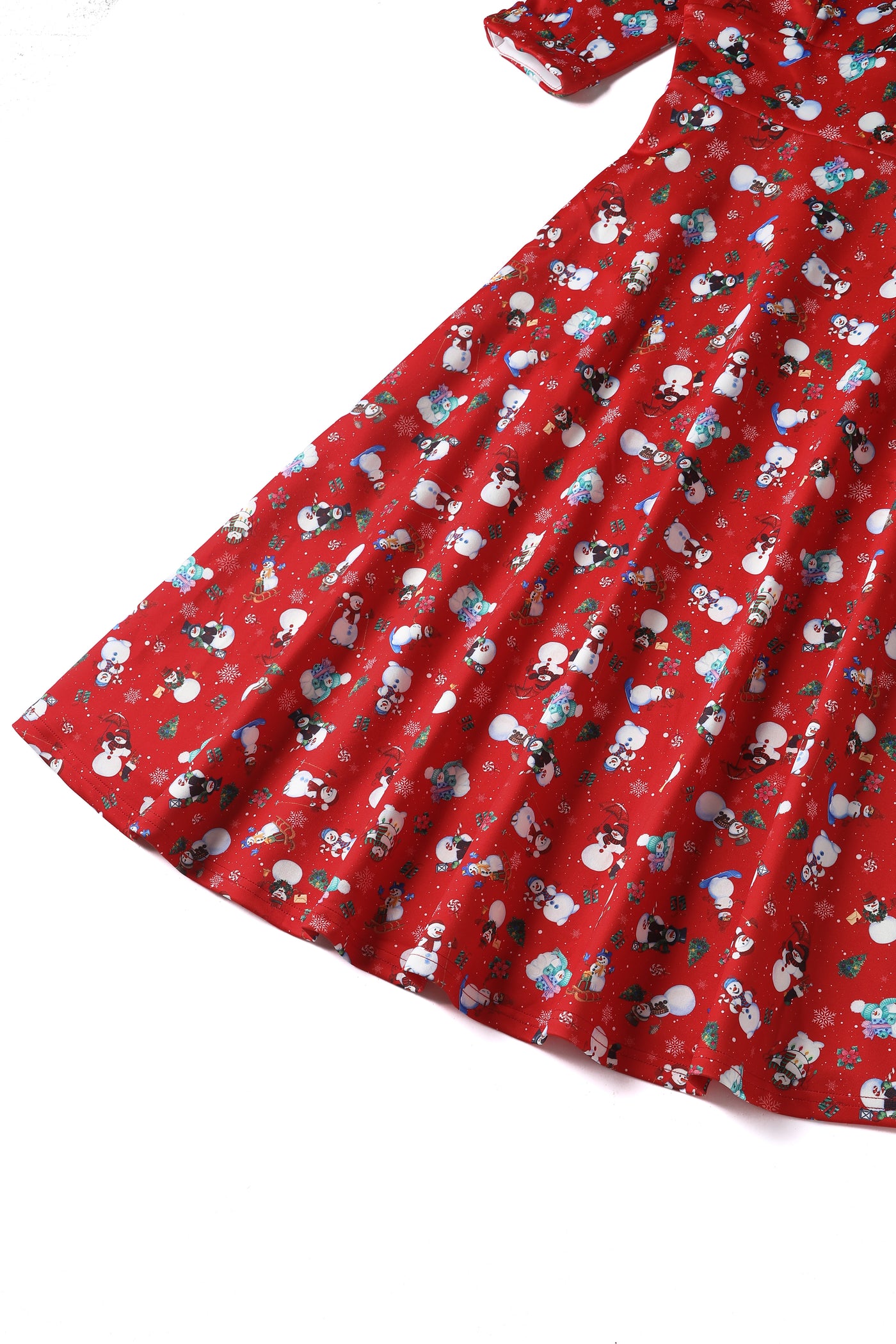 Scarlette Long-Sleeved Dress in Red Snowman Print