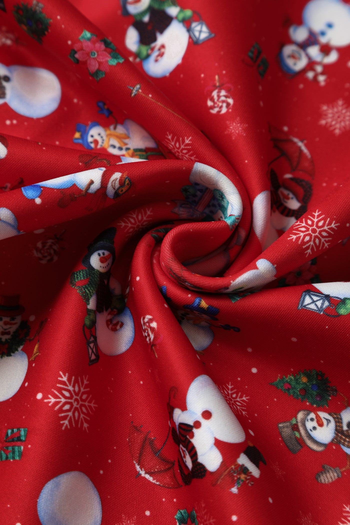 Scarlette Long-Sleeved Dress in Red Snowman Print