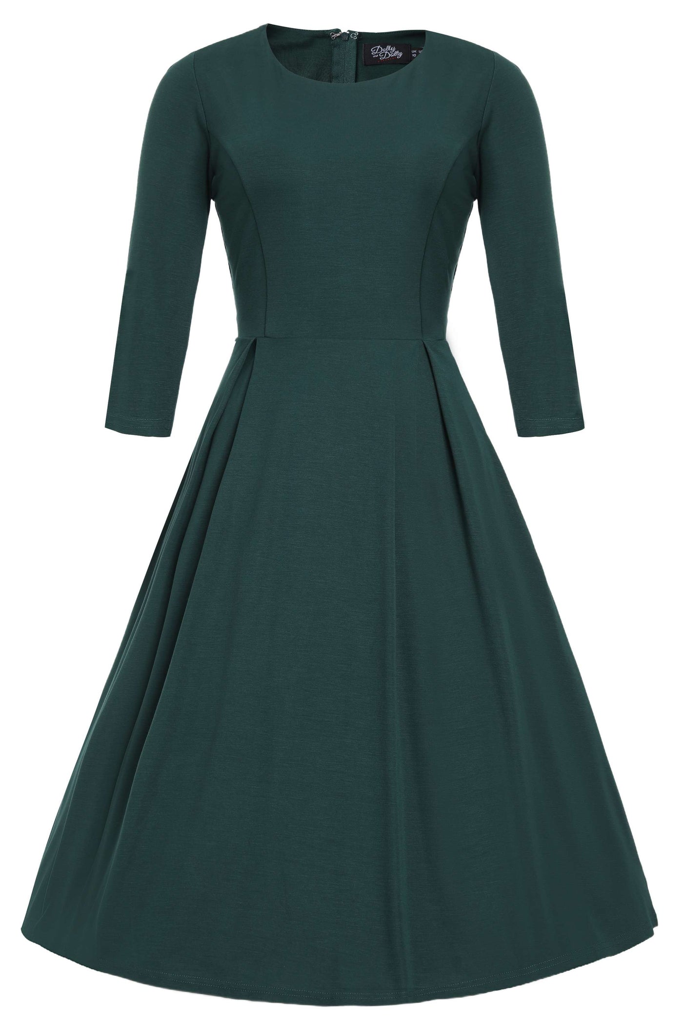 Beatrix Vintage Inspired Long Sleeves Dress in Green