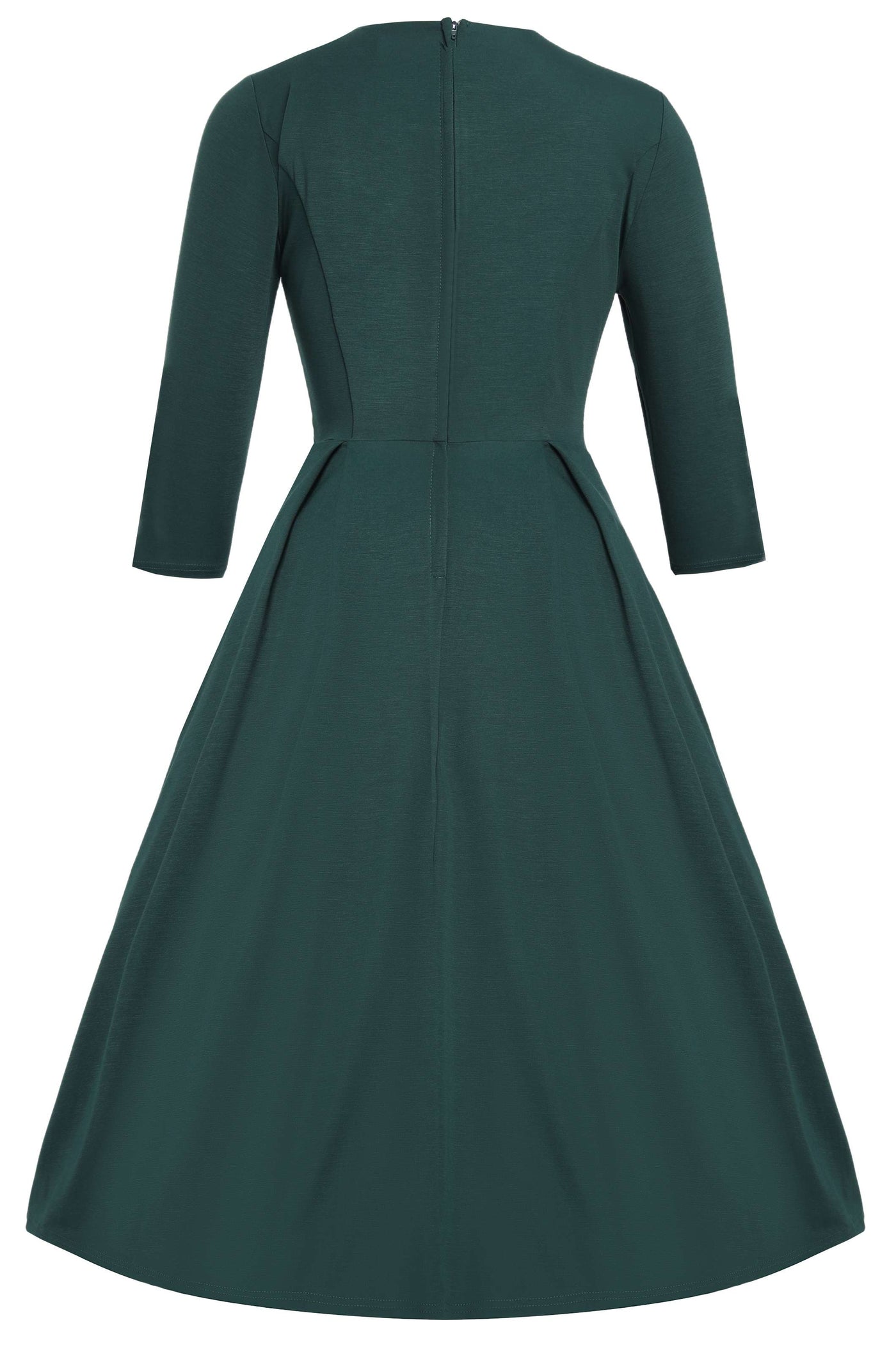 Beatrix Vintage Inspired Long Sleeves Dress in Green