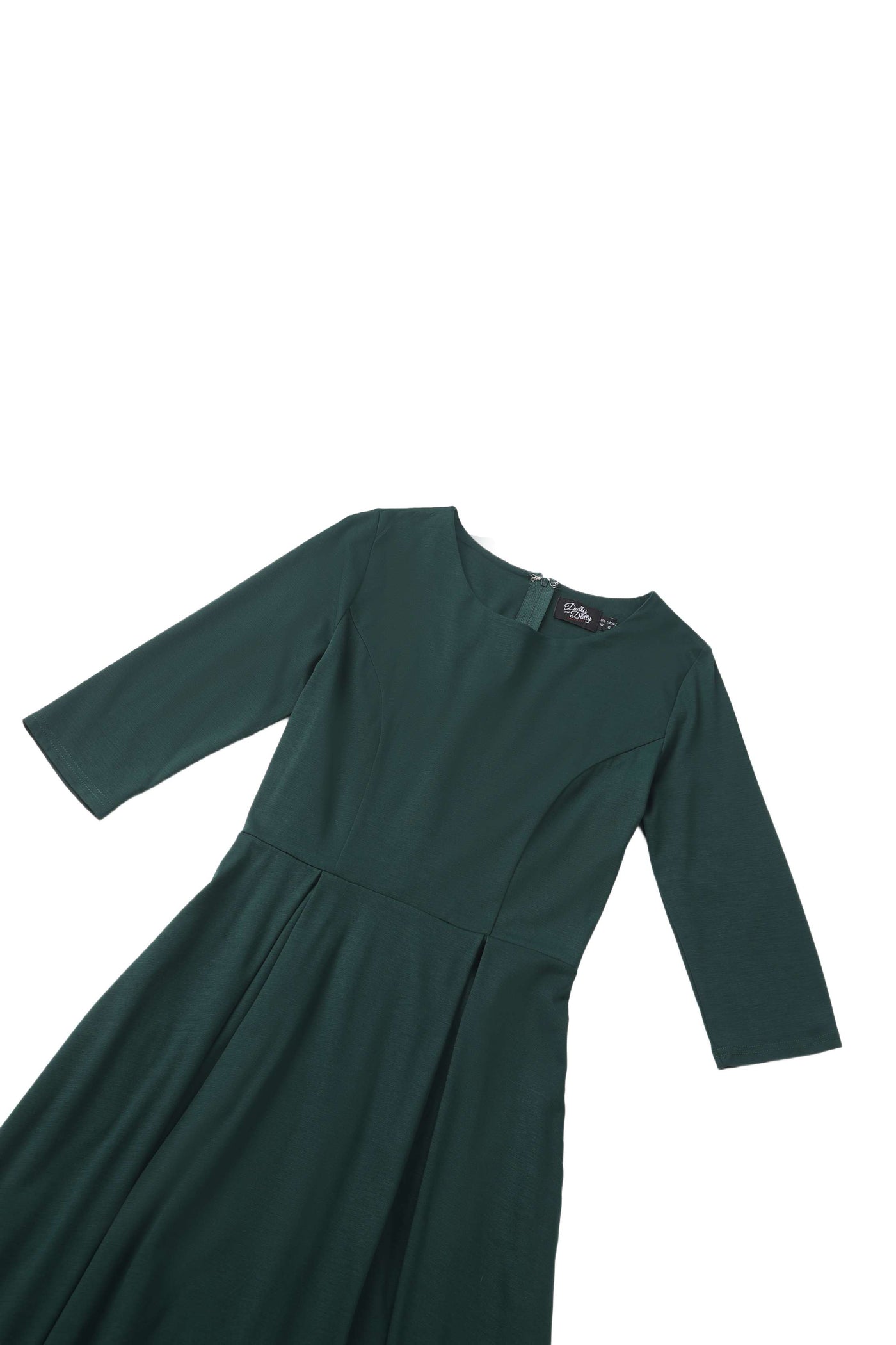 Beatrix Vintage Inspired Long Sleeves Dress in Green