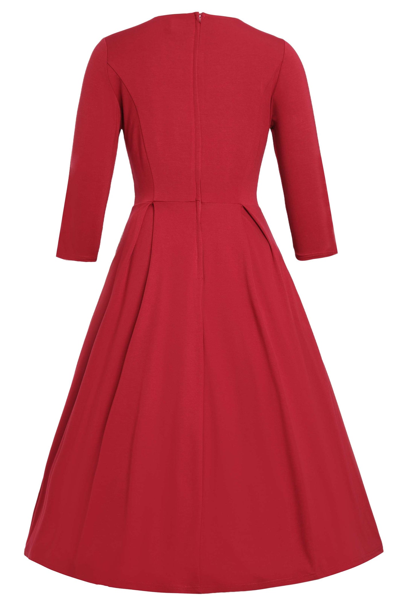 Beatrix Vintage Inspired Long Sleeves Dress in Burgundy
