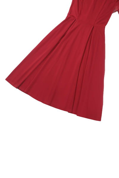 Beatrix Vintage Inspired Long Sleeves Dress in Burgundy